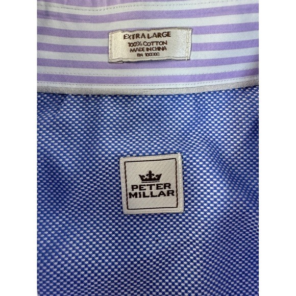 Peter Millar Mens Extra Large Purple Dress Shirt Button Down Long Sleeve - Picture 3 of 7